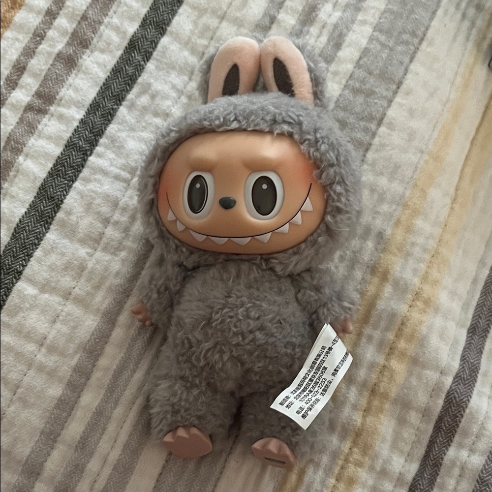 Authentic Labubu Gray Fluffy  Monster Plush Doll